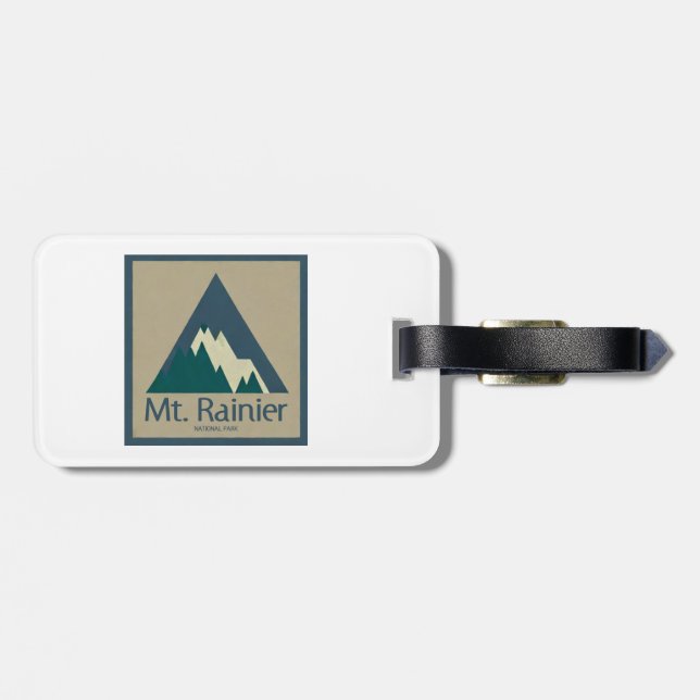 Mt. Rainier National Park Rustic Luggage Tag (Back Horizontal)