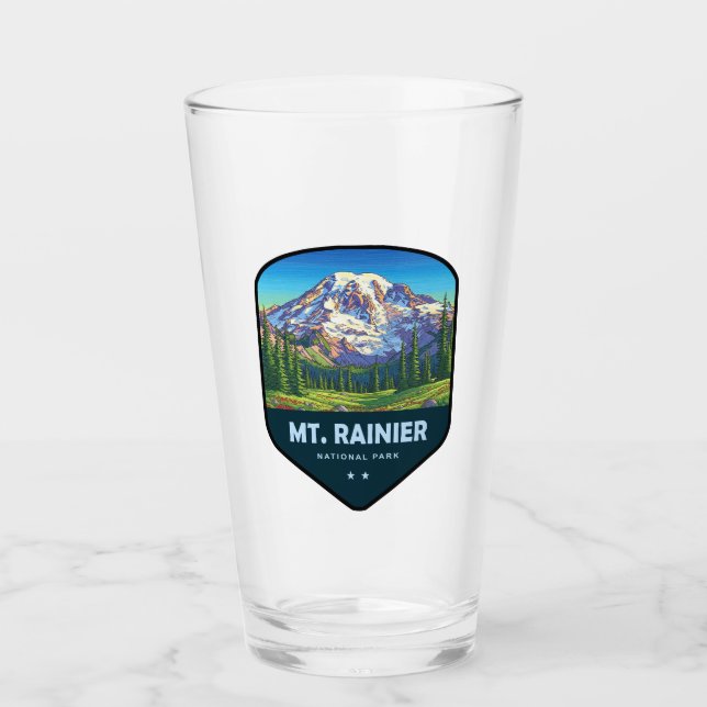 Mt. Rainier National Park Shield Glass (Front)