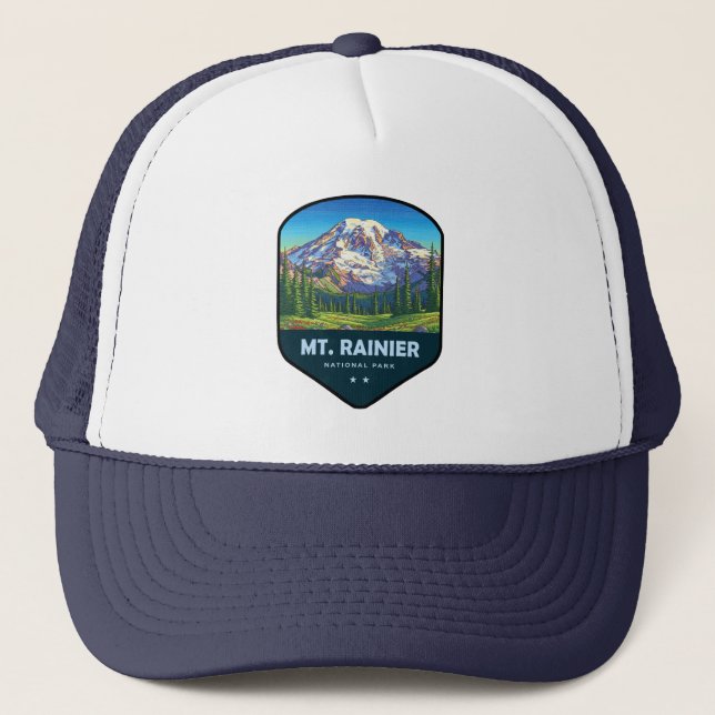 Mt. Rainier National Park Shield Trucker Hat (Front)