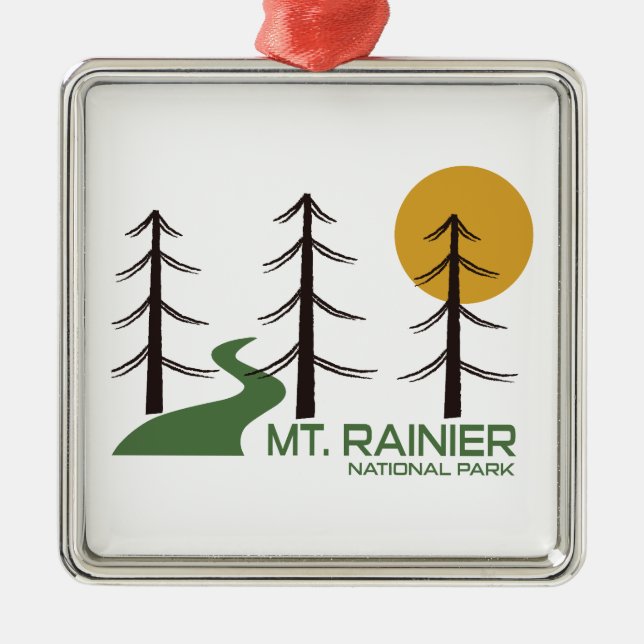 Mt. Rainier National Park Trail Metal Ornament (Front)