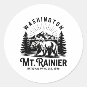Mt. Rainier National Park Washington Pnw Vintage M Classic Round Sticker