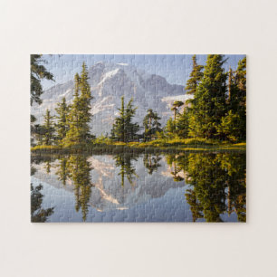 Mt. Rainier reflected in a tarn near Plummer Peak Jigsaw Puzzle