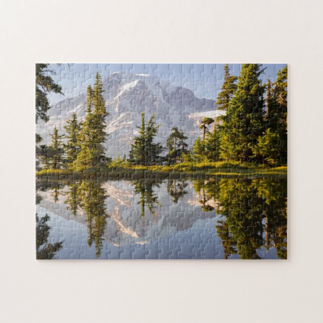 Mt. Rainier reflected in a tarn near Plummer Peak Jigsaw Puzzle (Horizontal)