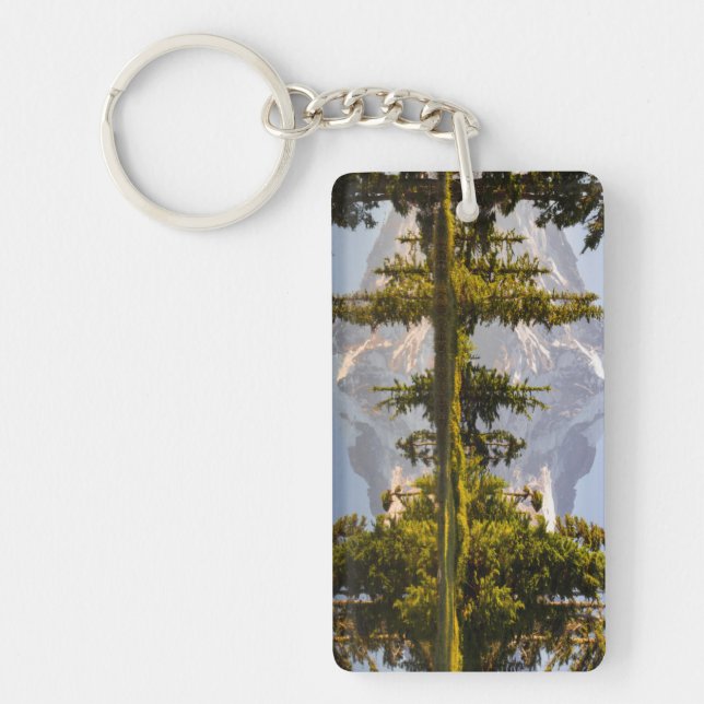 Mt. Rainier reflected in a tarn near Plummer Peak Keychain (Front)