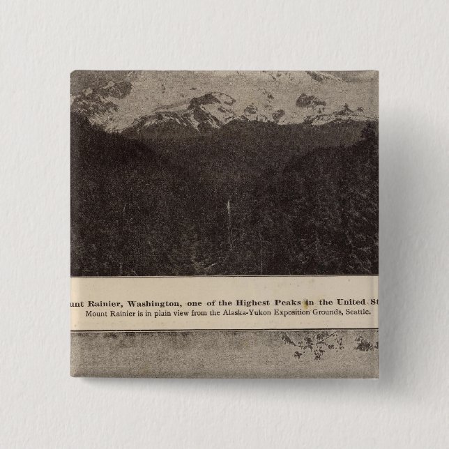 Mt Rainier Snoqualmie R 2 Inch Square Button (Front)