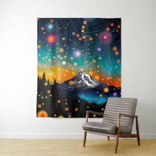 Mt. Rainier Starry Sky Tapestry