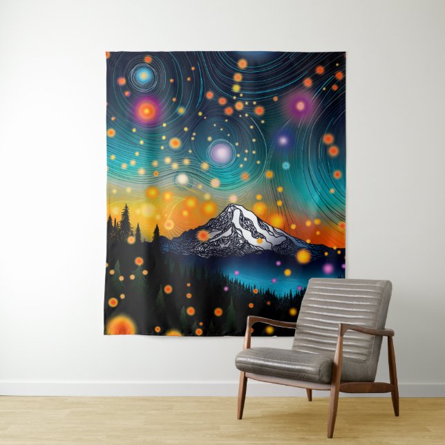 Mt. Rainier Starry Sky Tapestry (In Situ)