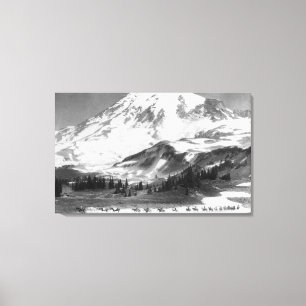 Mt. Rainier, WA Crossing Mazama Ridge on Horse Canvas Print
