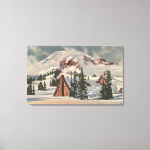Mt. Rainier, WA - Paradise Inn at foot Canvas Print