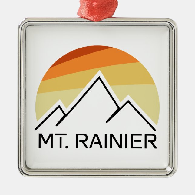 Mt. Rainier Washington Retro Metal Ornament (Front)