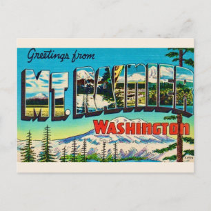 Mt Rainier Washington Retro Postcard