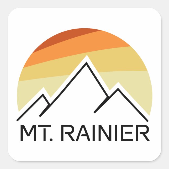 Mt. Rainier Washington Retro Square Sticker (Front)