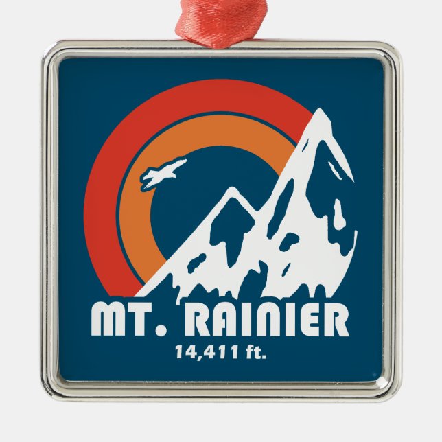 Mt. Rainier Washington Sun Eagle Metal Ornament (Front)