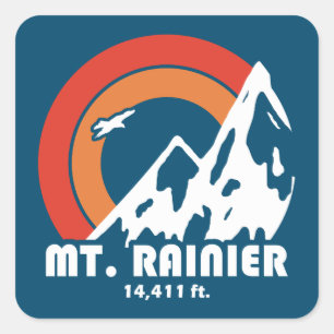 Mt. Rainier Washington Sun Eagle Square Sticker