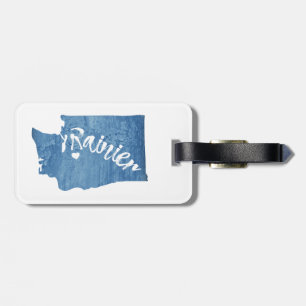 Mt. Rainier Washington Wood Grain Luggage Tag
