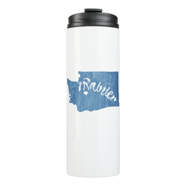 Mt. Rainier Washington Wood Grain Thermal Tumbler (Front)