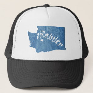 Mt. Rainier Washington Wood Grain Trucker Hat