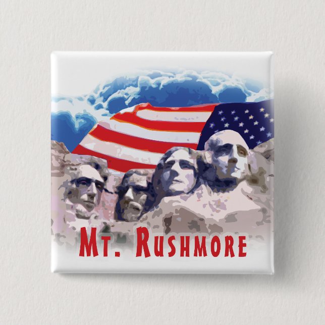 Mt. Rushmore 2 Inch Square Button (Front)