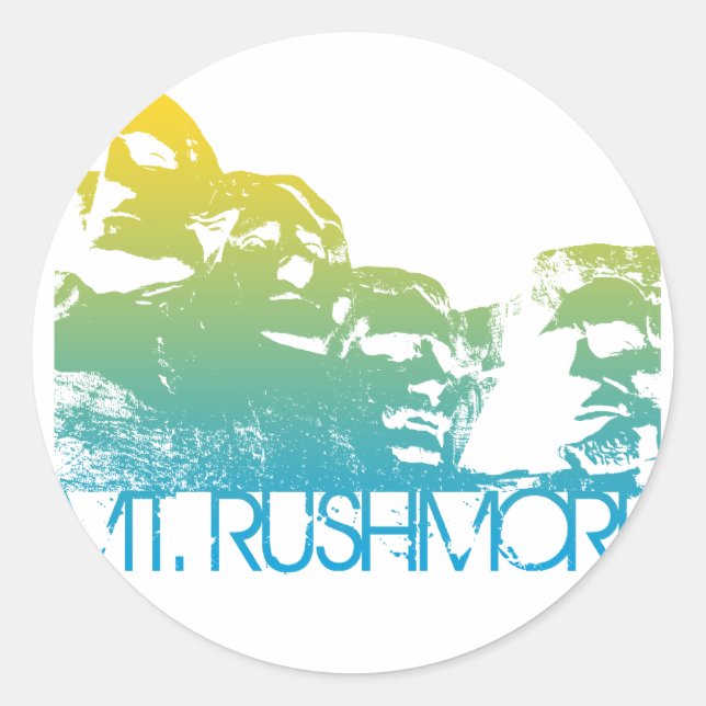 Mt. Rushmore Skyline Design Classic Round Sticker (Front)
