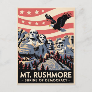 Mt. Rushmore Vintage Travel Poster Postcard