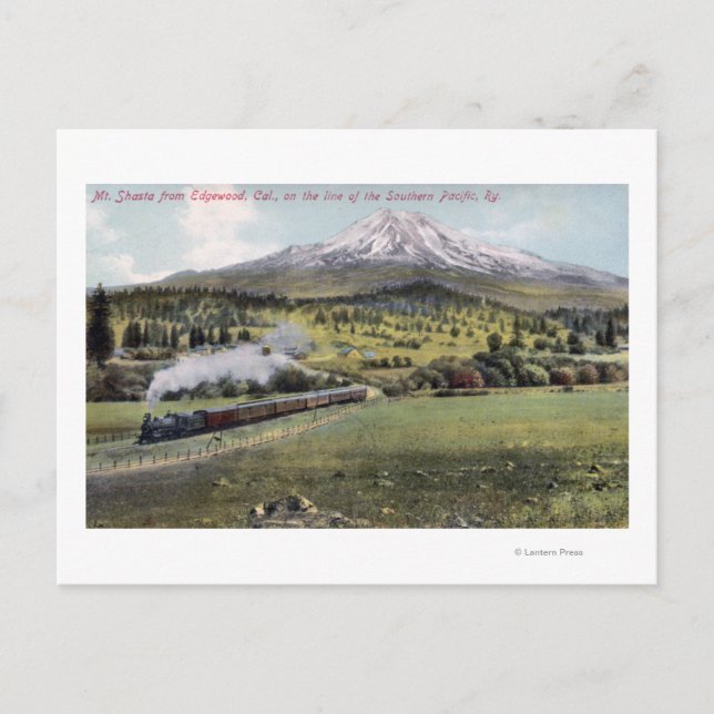 Mt. Shasta and Southern Pacific Rail Postcard (Front)