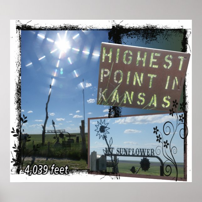 Mt. SUNFLOWER - POSTER KANSAS LE PLUS HAUT POINT (Devant)