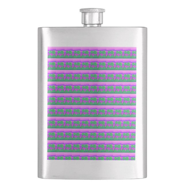 Mt. Sunset Pink Green Purple  Hip Flask (Front)