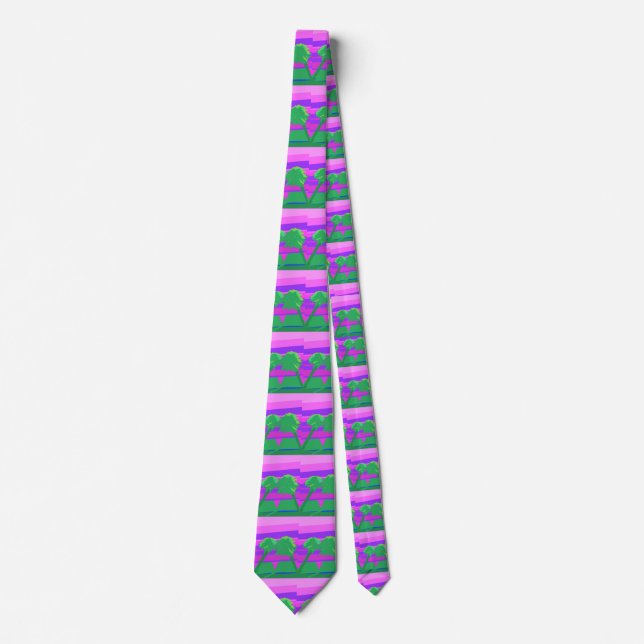 Mt. Sunset Pink Green Purple  Tie (Front)