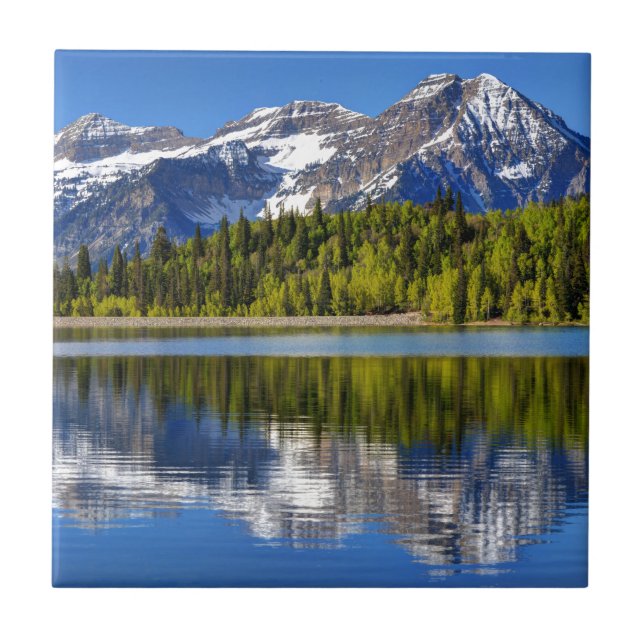 Mt. Timpanogos Reflected In Silver Lake Flat Tile (Front)