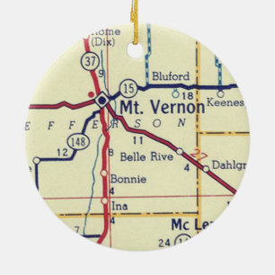 Mt. Vernon IL Vintage Map Ceramic Ornament