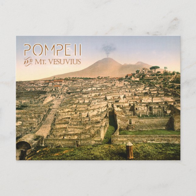 Mt. Vesuvius and the ruins of Pompeii in Italy Postcard (Front)
