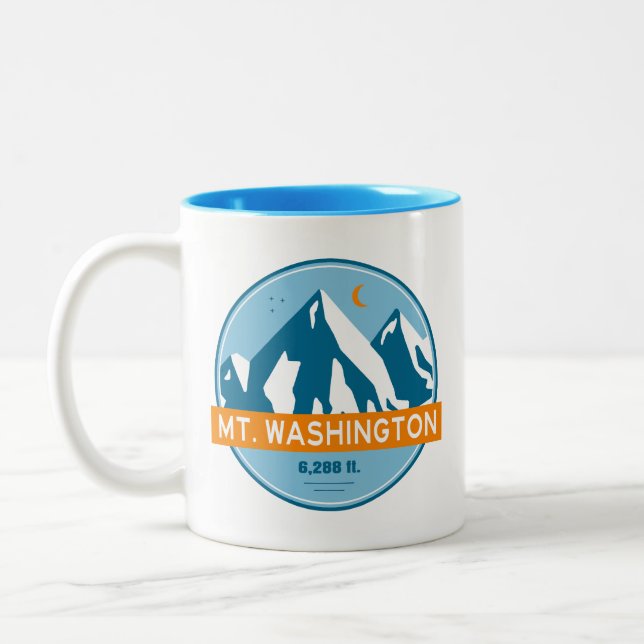Mt. Washington New Hampshire Stars Moon Two-Tone Coffee Mug (Left)