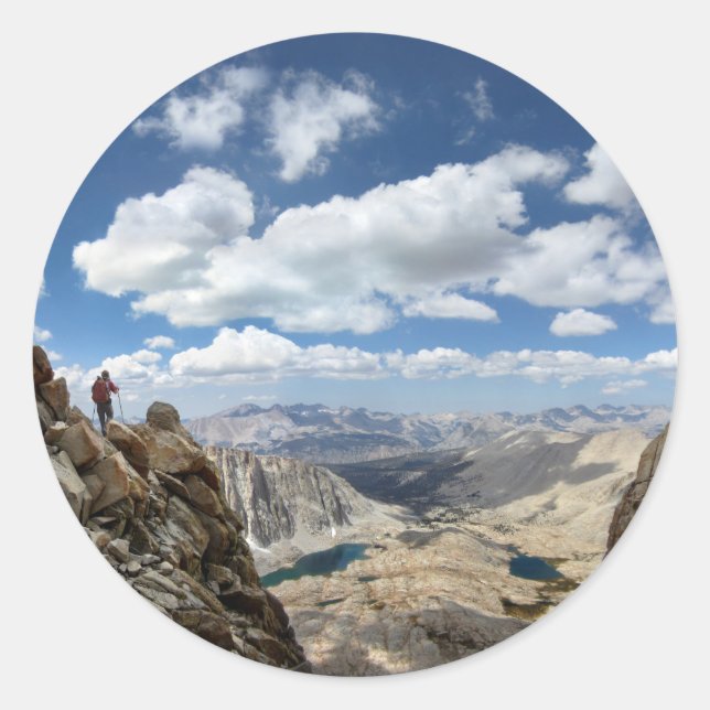 Mt Whitney Trail Over Hitchcock and Guitar lakes 2 Classic Round Sticker (Front)