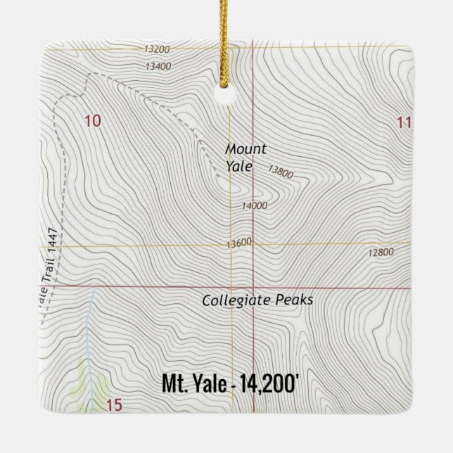 Mt. Yale Colorado Fourteener Ceramic Ornament (Back)