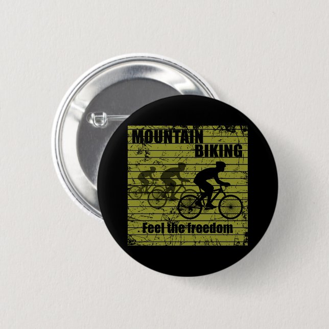 MTB Downhill Bicycle Rider - Mountain Biking 2 Inch Round Button (Front & Back)