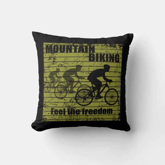 MTB Downhill Bicycle Rider - Mountain Biking Throw Pillow (Front)