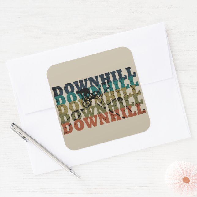 MTB Downhill Mountain Bike Square Sticker (Envelope)