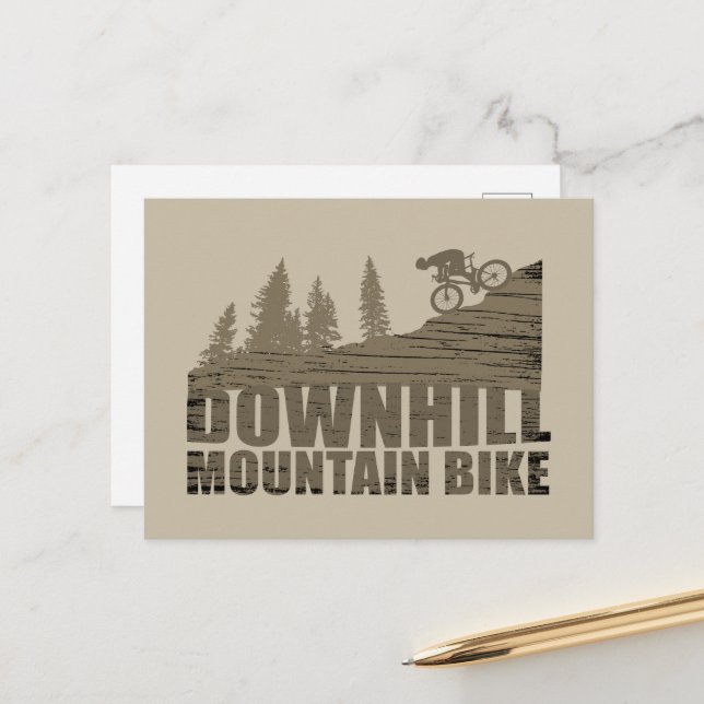 MTB Downhill Mountain Biking Holiday Postcard (Front/Back In Situ)