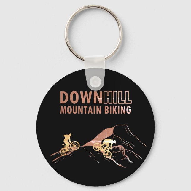 MTB Downhill Mountain Biking Keychain (Front)