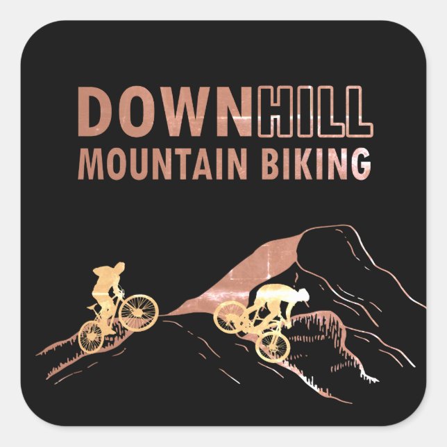 MTB Downhill Mountain Biking Square Sticker (Front)