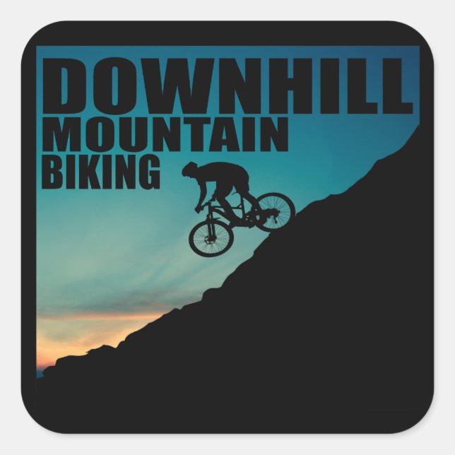 MTB Downhill Mountain Biking Square Sticker (Front)