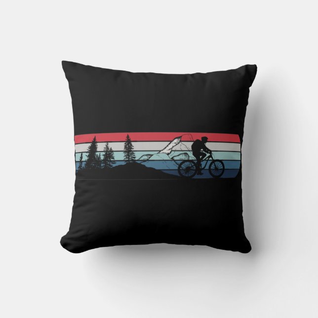 MTB Downhill Mountain Biking Throw Pillow (Front)