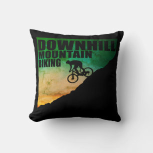 MTB Downhill Mountain Biking Throw Pillow