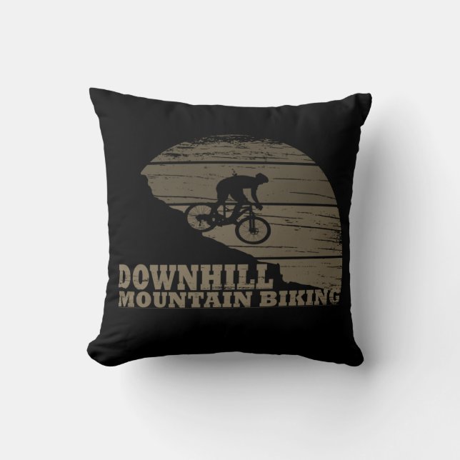 MTB Downhill Mountain Biking Throw Pillow (Front)