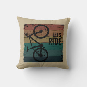 MTB Downhill - Vintage Mountain Biking Throw Pillow