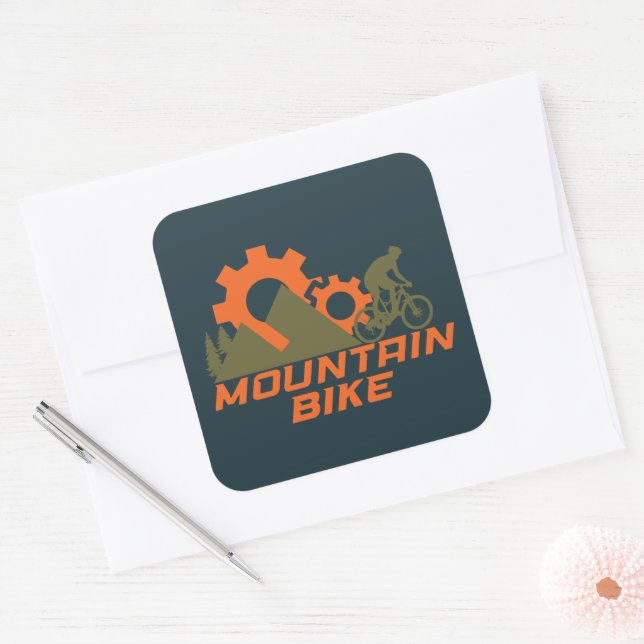 MTB Modern Downhill Mountain Bike Square Sticker (Envelope)