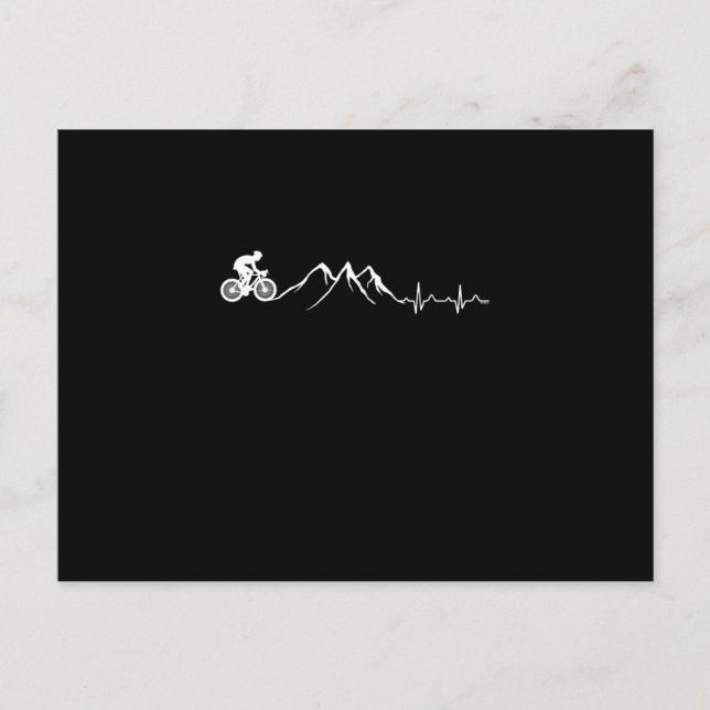 MTB Mountain Bike Bicycle Biker Cyclist Heartbeat Holiday Postcard (Front)
