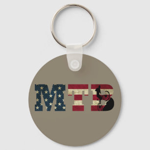 Mtb Patriotic Vintage American Flag Mountain Bike Keychain