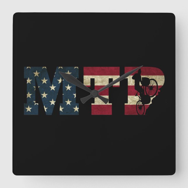 Mtb US American flag vintage Square Wall Clock (Front)