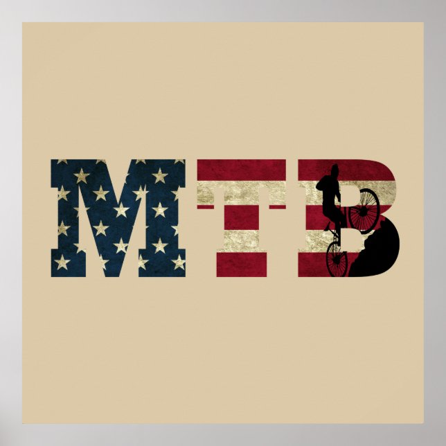 mtb usa american distressed us flag poster (Front)